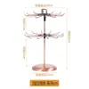 Soporte Giratorio de Hierro Forjado de Dos Niveles para Joyería Estante de Almacenamiento de Escritorio Colgante Estante de Exhibición para Labiales Collares Pulseras Llavero Soporte para Labiales