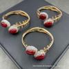 Pulseira de pedra calcedônia vermelha natural joia de nicho personalidade pulseira de pedra médio-antiga retenção de cor galvanoplastia