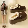 Zapatillas de Casa de Felpa Cerradas Talla Grande Zapatos de Algodón para Mujer Estilo Nuevo 2026 Para Usar Afuera Suela Gruesa Para Mujeres Embarazadas Pies Anchos y Gruesos Calidez Birken Algodón