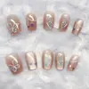 10 Peças de Unhas Postiças Borboleta Fantasia Codificadas, Adesivos de Unha Simples e Doces com um Toque de Luxo, Arte de Unha Estrela Feita à Mão