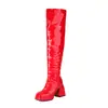 Botas altas hasta la rodilla botas talla grande 40 tubo de acero baile tacón alto 48 punta cuadrada gruesas otoño e invierno nuevas botas para discoteca europeas y americanas botas cuero charol botas de mujer