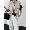Chaleco de Lino Luxi Estilo Retro Workwear con Cuello Alto para Mujer 26 Verano Cintura con Cordón Sin Mangas Prenda Exterior Superior W96102