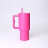 Copo de gelo com alça 30oz transfronteiriço, copo isolado a vácuo de aço inoxidável 304 com canudo, copo de carro portátil