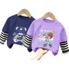 Camiseta de Algodão Puro para Meninos Primavera e Outono Novo Estilo para Crianças Maiores, Manga Longa Listrada Patchwork Versátil, Estiloso Top Dois em Um para Meninos