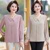 Mamá Otoño 2024 Nuevo Top Camisa Estilo Occidental para Mujeres de Mediana Edad Top de Manga Larga para Mujeres de Mediana Edad Primavera y Otoño