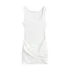 Vestido Cuadrado de Estilo Americano Spice Girl con Pinzas en la Cintura sin Mangas Primavera Nuevo Ajustado Sexy Chaleco Falda de Cadera para Mujer