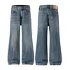 Jeans Lavados Muxi Clothing Estilo Retro Americano Bigotes de Gato para Hombre, Ligeramente Acampanados, Bordados, Estilo Minimalista, Pantalones Largos de Corte Limpio