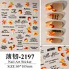 Novos adesivos de arte para unhas retrô com tema de outono, folha de bordo e florais, novos adesivos de arte para unhas 3D em relevo e adesivos para celular