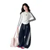 Sudadera para niña 2026 primavera y otoño nuevo estilo deportivo casual versátil top de manga larga y conjunto de pantalones casuales rectos de pierna ancha