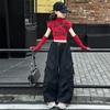 Traje de jazz para niñas 2025 primavera y otoño nuevo overol de niña pequeña manga corta camiseta corta conjunto de dos piezas estilo callejero transfronterizo