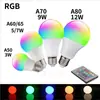 Bombilla de Control Remoto de Colores A19 Transfronteriza Bombilla de Luz Cambiante de Color RGB Aluminio Recubierto de Plástico Regulable Colorida Luz de Noche para Ambiente Festivo
