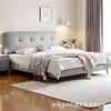 Cama de tecido acolchoado cor creme com cabeceira fina, cama de casal simples e moderna de 1,8m para quartos principais e de hóspedes, de alta qualidade e elegante com armazenamento, cama de casamento