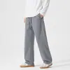 Pantalones de chándal grises de peso pesado, pantalones casuales para hombre, nuevo estilo de otoño 2026, pantalones largos rectos holgados con efecto de caída, venta al por mayor