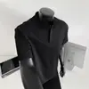 Camiseta Blanca-Gris Estilo Americano con Cuello Henley para Hombre, Verano Cleanfit Parcheado Resistente de Manga Corta Camisa Polo de Gama Alta para Hombre