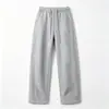 Nuevos Pantalones Casuales de Algodón Suave y Esponjoso para Otoño e Invierno para Mujer Cintura Elástica Cordón Pierna Recta Larga Versátil Pierna Ancha Pantalones de Mujer