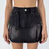 Falda vaquera casual para mujer, estilo coreano, de verano, transfronteriza europea y americana, con bolsillo grande, estilo workwear