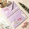 Tarjeta de Agradecimiento Estilo Sobre, Papel de Carta, Tarjeta de Invitación, Papel Especial con Patrón Floral Retro, Especialidad en Papel Hecho a Mano