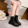 Botas Retro de Suela Gruesa para Mujer 2025 Nuevo Invierno Forradas de Felpa Versátiles a la Moda de Suela Plana Suela Gruesa Suela Blanda Botines
