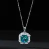 Brincos de Tarraxa e Colar Flor de Gelo Paraíba Zircônia Conjunto de Joias Prata de Lei S925 Brincos de Tarraxa e Colar Safira