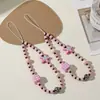 Cadena para Teléfono Móvil Estilo Ins Japonés y Coreano Cuadros Estrellas Rosa Dulce Cuerda de Teléfono Móvil Hecha a Mano con Cuentas Colgante de Mochila Ccd de Nicho