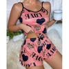 KF salvaje comercio exterior europeo y americano verano hermosa espalda delgada ropa de casa sexy tirantes falda amor caricatura lindo estampado