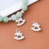 Colgante Caballo Mecedor Sólido de Plata Pura S999 Colgante Caballo de Madera Pulsera de Cristal DIY Accesorios de Plata