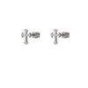 Pendientes Versátiles de Acero Inoxidable de Moda con Personalidad Cruzada Estilo Retro Europeo Americano Mariposa Tornillo de Acero de Titanio Textura Studs para Cartílago