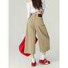 Calça Jeans Cropped Wide-Leg Cáqui Plus Size para Mulheres, Estilo Fino de Verão, Cintura Alta, Calça Cropped Reta Petite