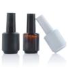 Botella de vidrio para esmalte de uñas de 15 ml, negra, esmalte de uñas oscuro, botella de plástico, redonda transparente con pincel, botella de vidrio para esmalte de uñas