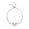 Pulseira do Amor para Mulheres, Estilo de Nicho, Borboleta de Zircônia Simples e Super Brilhante, Design de Alto Padrão, Joia de Mão Ajustável de Puxar