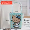 Bolsa de Palha Plástica Gatinha Havaiana Gato Férias Casual Bolsa de Palha Bordado Desenho Animado Fofo Bolsa Feminina Bolsa de Mão