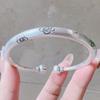 Pulsera de plata pura 9999 Plata de Ley para mujer Tailandesa plata calabaza tallada Pulsera abierta de plata nicho pulsera sólida impresa regalo