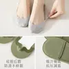 Calcetines de Hilo de Seda Helada con Suela de Esponja de Verano para Mujer, Antideslizantes, Anticaídas de Algodón, Boca Baja, Invisibles Finos para Zapatos de Tacón Alto para Mujer