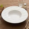Sombrero de Paja con Patrón de Línea de Fábrica Plato de Cerámica Sentido de Lujo Hotel Restaurante Comida Occidental Plato para Sopa Pagatine Plato para Ensaladas de Frutas