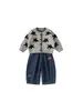 Bangxuan Huzhou Zhili Ropa Infantil Conjunto para Niñas Suéter Cardigan Estrella Pantalones Acampanados de Mezclilla Conjunto de Dos Piezas para Niños Nuevas Llegadas