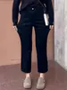 Jeans Rectos Forrados de Polar Negro para Mujer, Invierno Tallas Grandes, Figura de Pera, Cintura Alta, Elásticos, Petite, Pantalones Cigarette