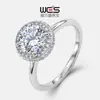 Anillo Sencillo Liso Banda Plata Esterlina S925 Montura Redonda Diamante Moissanita Anillo para Mujer Estilo Ins Sensación de Alta Gama Transfronterizo En Stock Venta al por Mayor