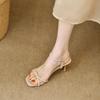 Novo Estilo de Verão 2025 com Saia, Sandálias de Salto Alto com Ponta Aberta, Biqueira Francesa com Strass de Fada, Sapatos Femininos da Moda