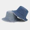 Otoño nuevo viejo vintage color sólido piel mezclilla sombrero de pescador para mujer estilo coreano lavado combinable cubre la cara sombrero de cubo