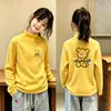 Nueva Capa Interior Otoño/Invierno para Niños Medianos y Grandes, Felpa Térmica, Estilo Coreano, Moderno, Dibujos Animados, Elegante, Manga Larga, Camiseta Base Casual para Niñas