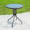 Mesa de Exterior a Prueba de Lluvia Vidrio Templado Mesa de Comedor Cuadrada Redonda de Balcón Mesa de Café Pequeña para Cafetería Mesa de Hierro Comercial para Ocio