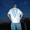 Nueva Camiseta Vlone Jerry Grande V Humo Reflectante Holgada de Manga Corta Flor de Cerezo Pareja Streetwear de Moda