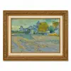 Campo de Van Gogh, Campo de Trigo, Casa de Campo, Paisaje de Orilla de Río Estilo Pintura al Óleo Marco Dorado Retro Entrada de Sala de Estar Pintura Decorativa Enmarcada Arte de Pared