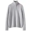 Suave y cómodo top de punto de cachemira para mujer, cuello medio con cremallera, corte holgado, simple y elegante, con puños con abertura, nueva capa base