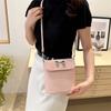 Bolso Cuadrado Pequeño de Axila Texturizado de Moda Estilo Coreano para Mujer 2024 Nuevo Verano Bolso de Hombro con Lazo Estilo Coreano de Mano Cruzado