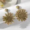 Brincos de Girassol Novos Tecidos de Ráfia Estilo Resort Boêmio Brincos de Flor Retro Europeus e Americanos Joias