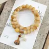 Pulseira Bodhi Verde Leite e Azul Marinho, Pulseira de Círculo Único Estilo Chinês Tradicional, Contas Budistas Frescas e Simples para Homens e Mulheres Brincarem e Apreciarem