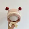 Gorro para Bebé para Otoño e Invierno, Lindo Diseño de Hongo, Dulce Gorro de Punto con Protección para Orejas para Bebés, Gorro de Lana Cálido y a Prueba de Viento para Bebés Pequeños