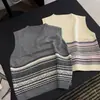 Chaleco Tejido de Punto Pullover Cuello Redondo Rayas Jacquard para Mujer Otoño/Invierno 2026 Estilo Coreano Capa Exterior Suéter Sin Mangas Nuevo