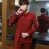 Traje Tang retro de estilo chino, ropa de primavera y otoño, traje bordado con cuello levantado, traje Zhongshan para hombre, traje de boda, traje de tres piezas